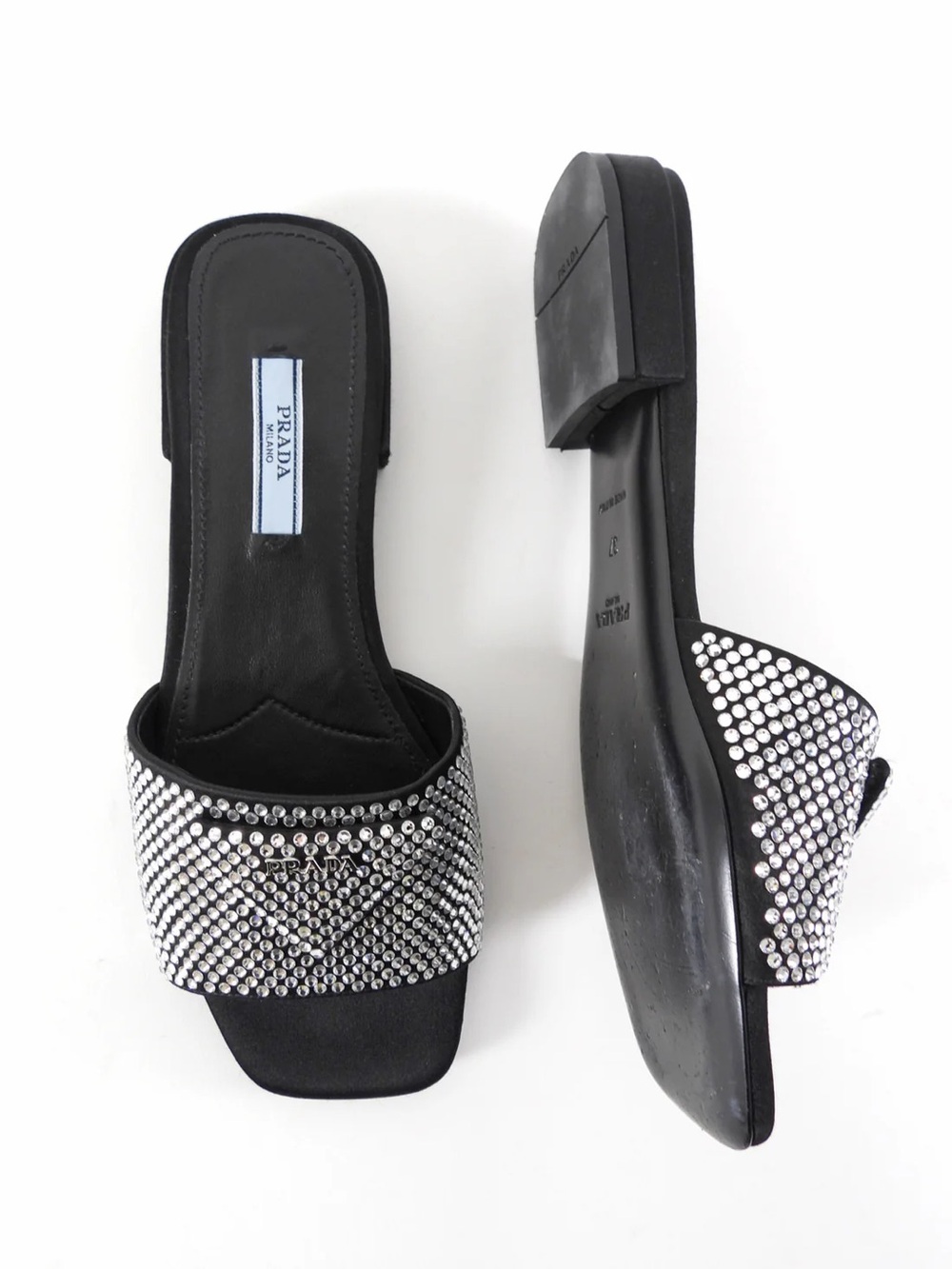 Prada Black Crystal-Studded Slide Mules - Picture 3 of 7